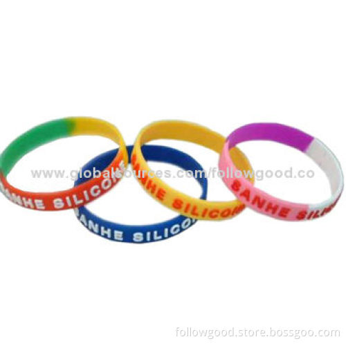 Silicone Embossed/Magnetic Wristbands, Heat/Cold-resistant, Customized Logos Welcomed